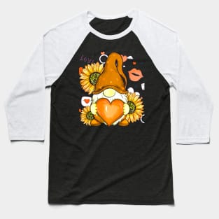Cute Gnomes Valentines Sunflower Couple Matching Baseball T-Shirt